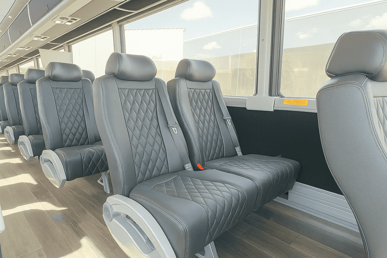 interior of Santa Barbara Minibus Company charter bus