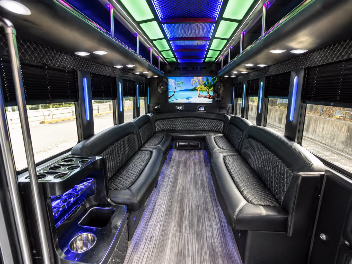 santa barbara 18 passenger party bus inside