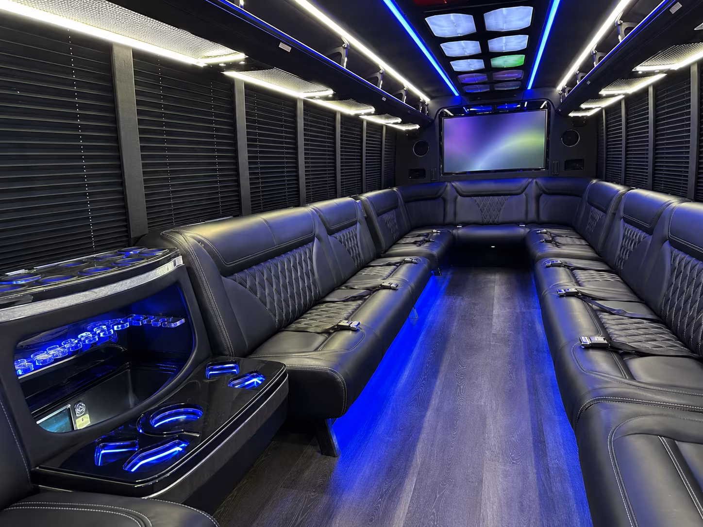 santa barbara 20 passenger party bus inside