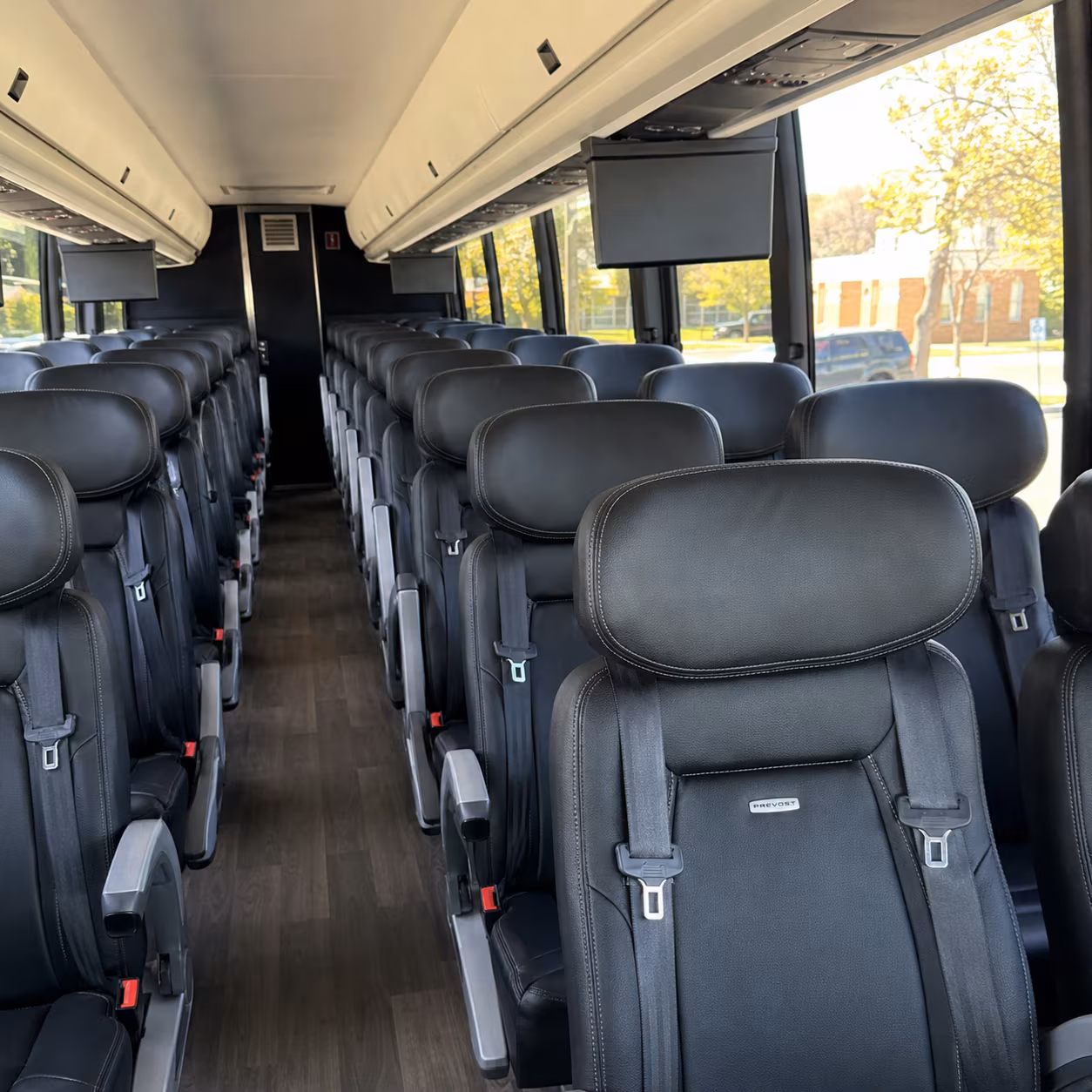 santa barbara 45 passenger charter bus inside